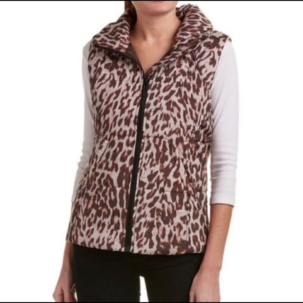 CAbi Puffer Vest Leopard Cheetah Animal Print S